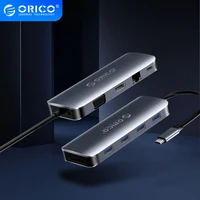 orico hub type c to usb3 0 hdmi compatible pd3 0 charger rj45 card reader 3 5mm audio adapter for macbook accessories splitter