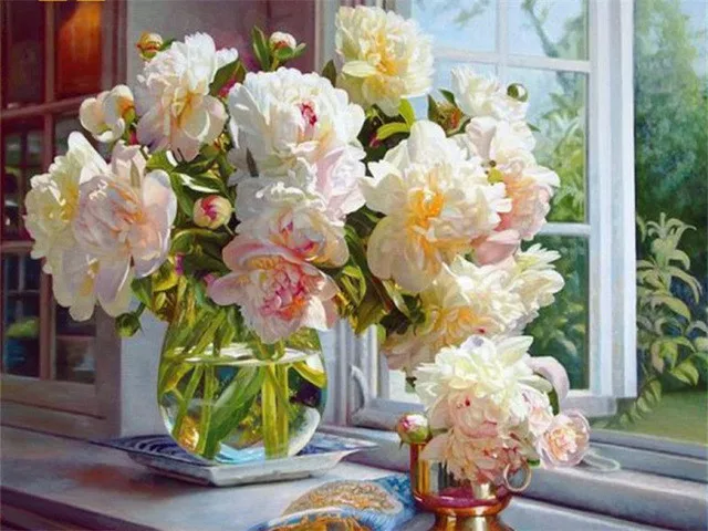 

Diy Diamond Painting Beautiful Atmosphere Flowers Color Vase Flowers Home Decoration Light Luxury Fashion Decorative Painting