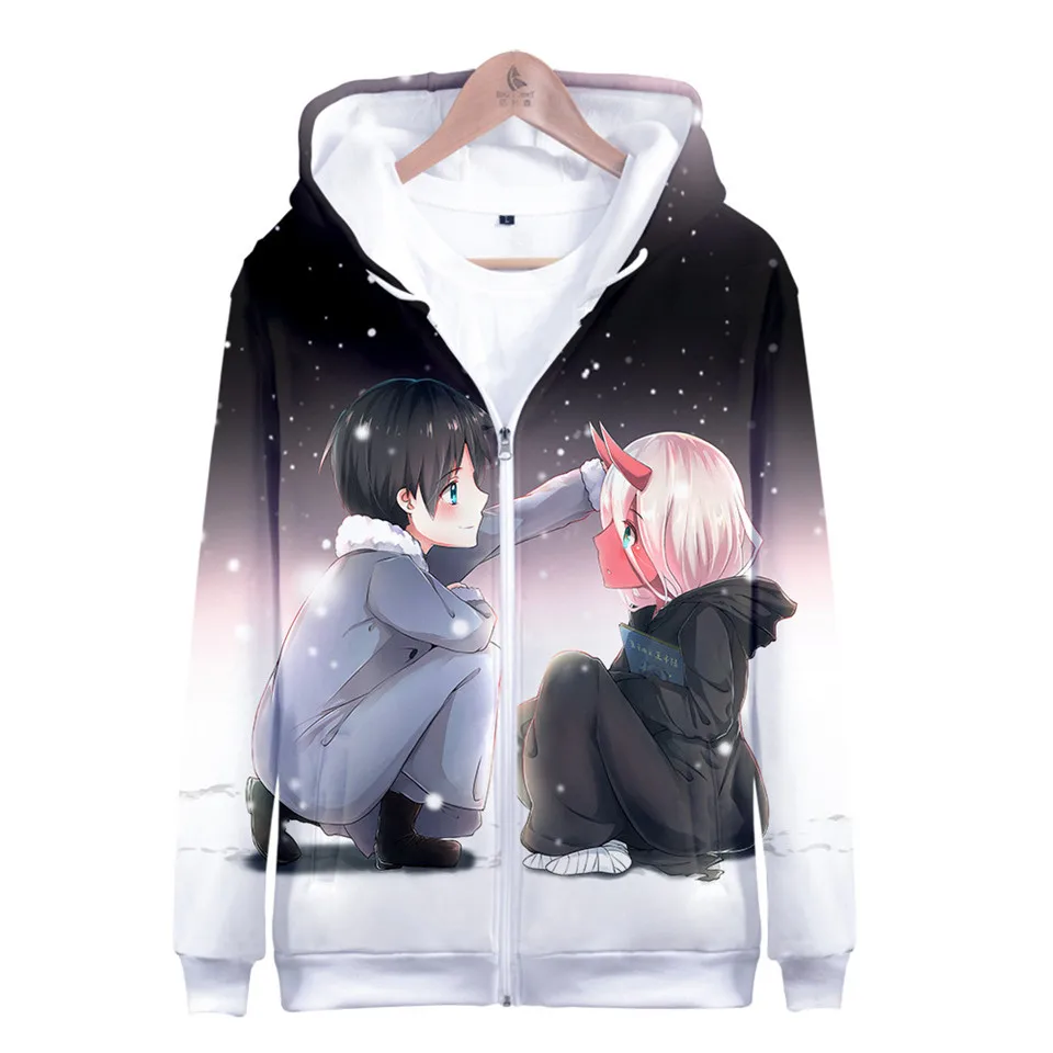 

Детская толстовка на молнии Harajuku DARLING In The FRANXX 3D Kpop, хипстерская Толстовка в стиле аниме Zero Two, Высококачественная толстовка унисекс, милое па...