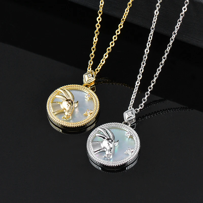 SINLEERY 12 созвездий серия круглая монета натуральная ракушка ожерелье для женщин и