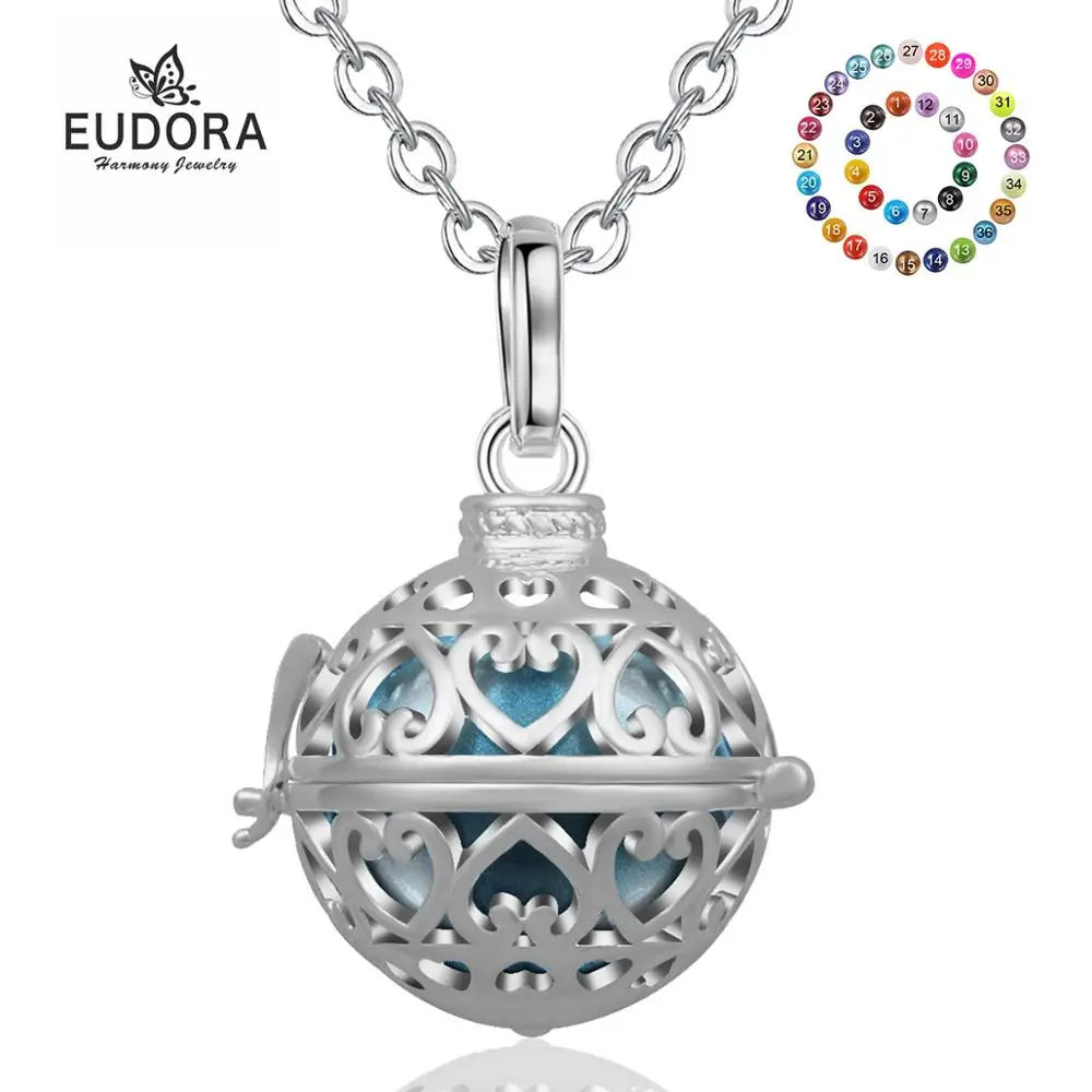 

Eudora 20mm Wishing bottle Cage Pendant Harmony pregnancy bola necklace fit Music Chime Ball DIY Women child fine Jewelry K150