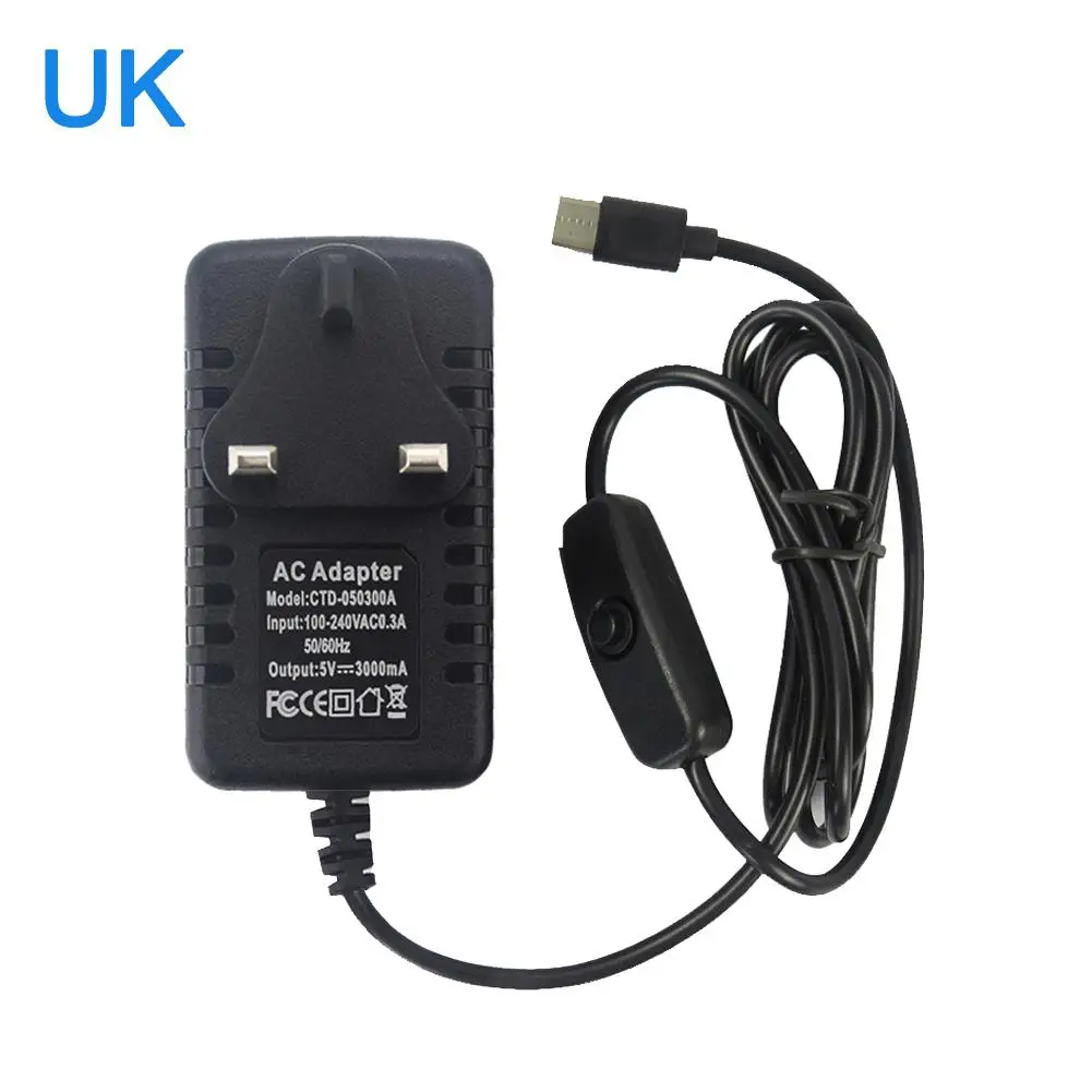 UK 5V3A type-C USB зарядное устройство адаптер питания для Raspberry Pi4/4B совместимый 2," мобильный жесткий диск с переключением для Raspberry Pi 4/4B - Цвет: UK