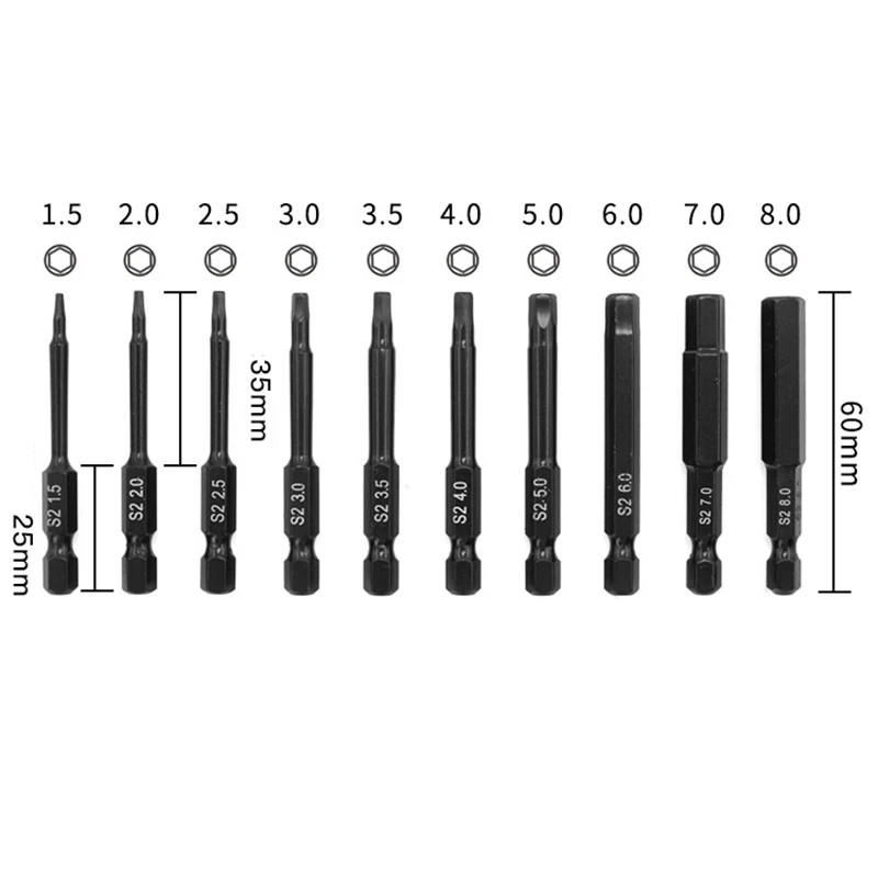 10Pcs Wrench Drill Bit Set Magnetic Tips Quick Release Shank For Easy Attachment Solid S2 Steel Alloy - 2.3 Inch Long | Инструменты