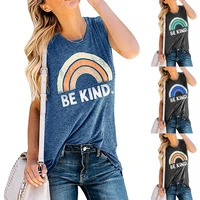 summer tops for women 2021 new rainbow be kind print tank tops plus size womens clothing loose sleeveless vest ladies
