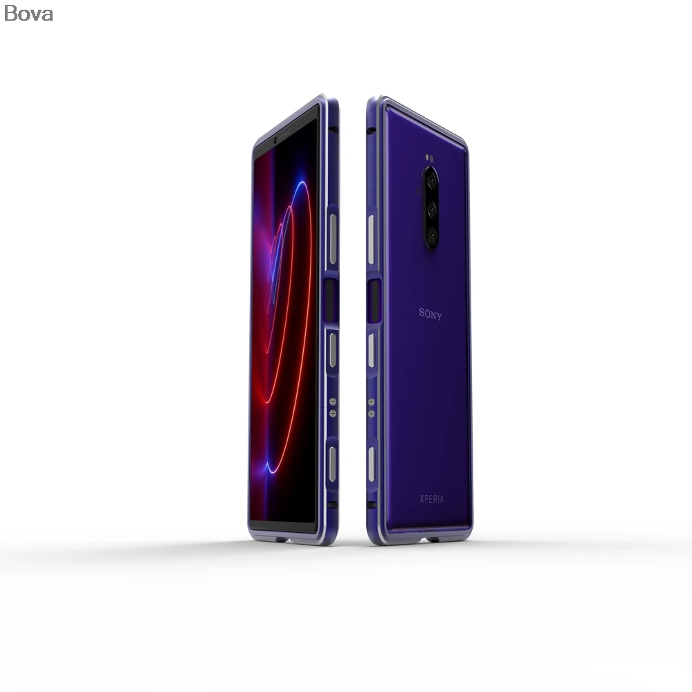 Navy Blue Чехол для sony Xperia 1/XZ4 Роскошный ультра тонкий алюминиевый бампер для sony Xperia XZ4+ 2 пленки(1 передняя+ 1 задняя - Цвет: Navy Blue