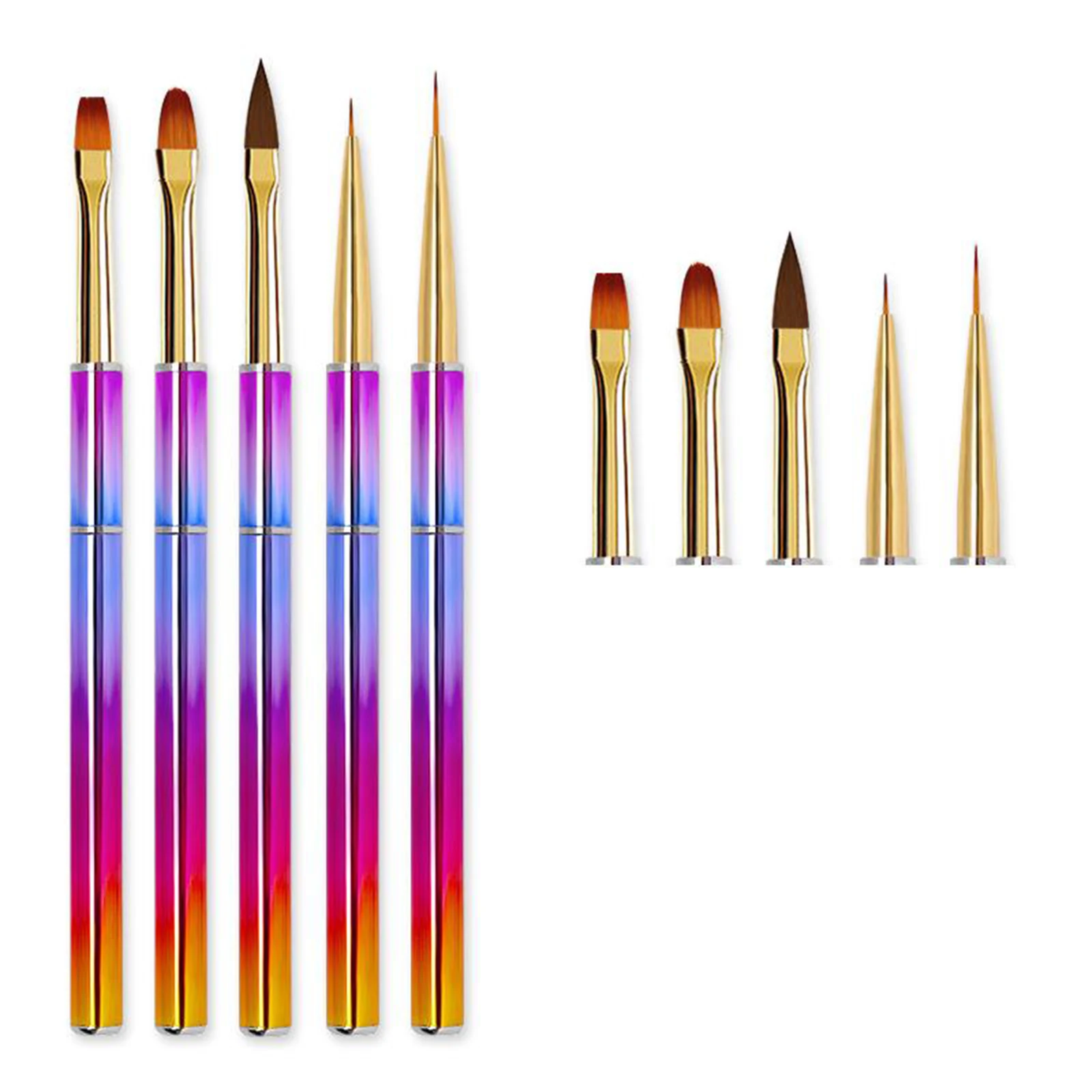 

5pcs UV Nail Art Brushes Set Design Pen Liner Liner Brush for Salon Home DIY