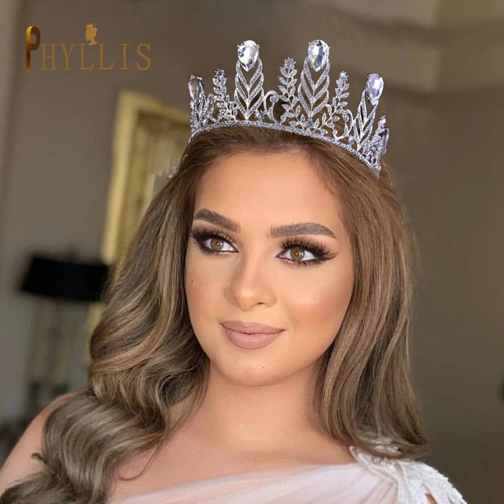 A118 Luxury Crystal Bridal Tiaras Crown Big Wedding Hair Jewelry Headwear Vintage Baroque Headband Women Prom Pageant Headdress | Украшения