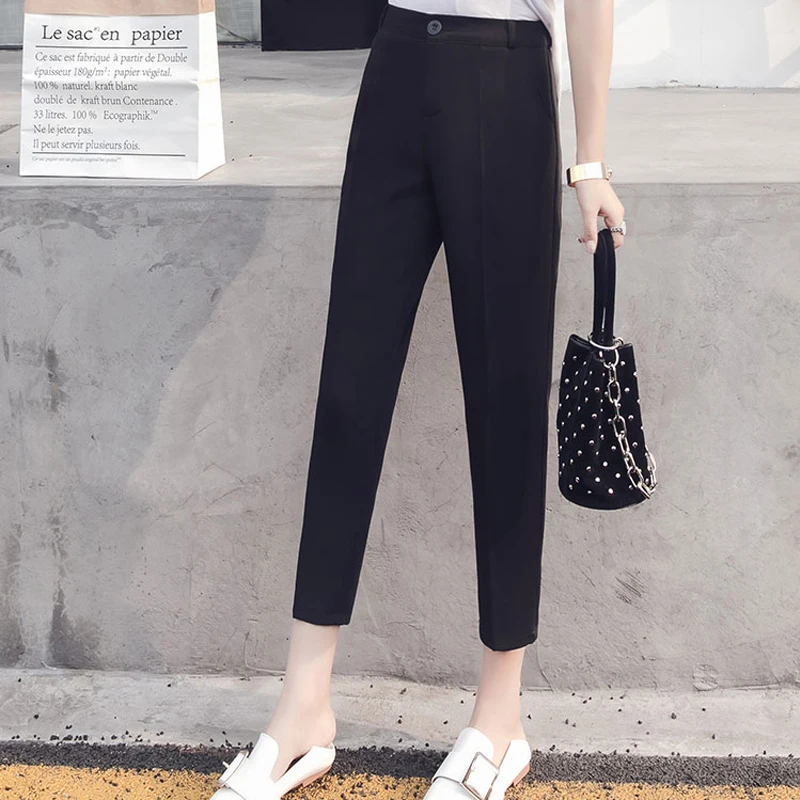 Брюки женские с завышенной талией офисные Капри Элегантные повседневные штаны