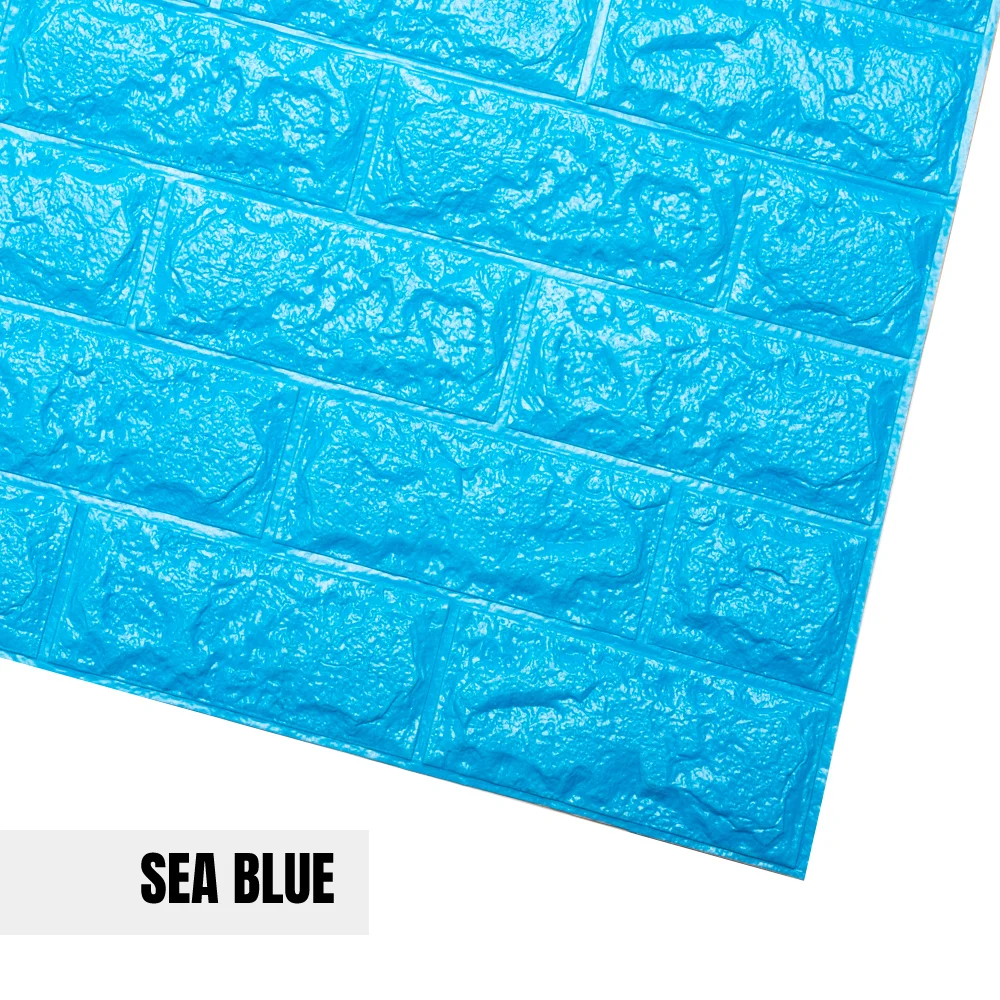 Blue 3D наклейки на кирпичную стену для гостиной, водостойкая пена, для спальни, DIY, самоклеющиеся обои, художественные настенные наклейки для дома - Цвет: Blue