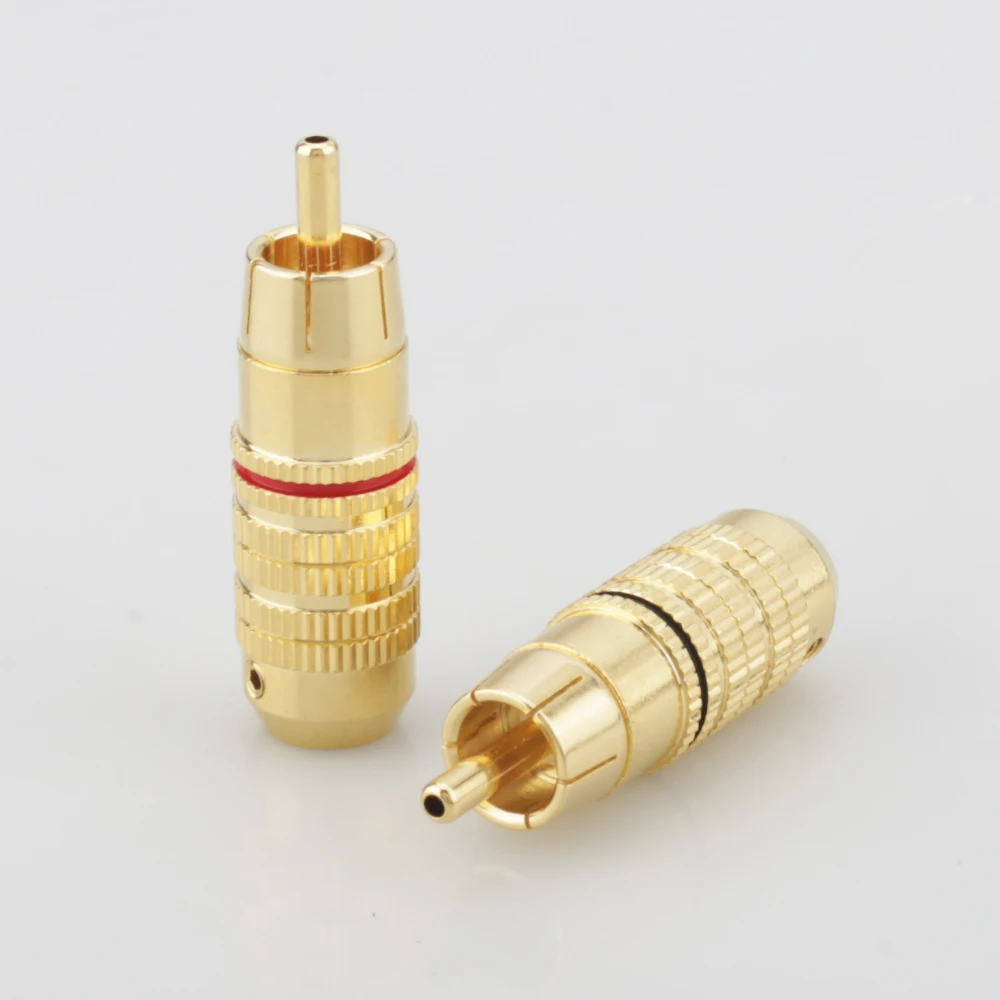 4 шт Audiocrast R009 латунный позолоченный RCA Штекерный адаптер паяльный Аудио Видео