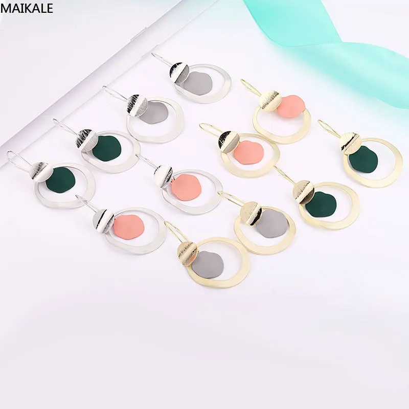 Женские серьги капельки MAIKALE круглые клипсы с металлическими блестками вечерние