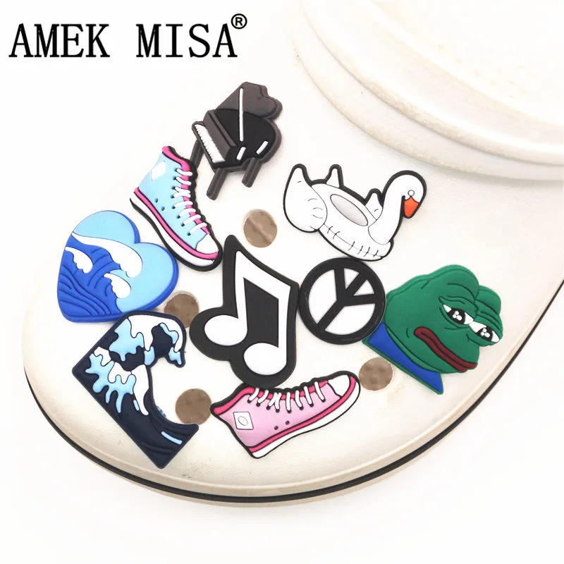 Single Sale 1pcs Piano/Waves/Koala/frog PVC Shoe Charms Accessories Cute Dog Shoe Decoration for Croc jibz Kids Party X-mas Gift