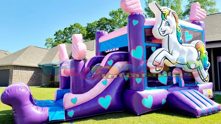 

Commercial grade castillos hinchables inflatable bouncer for party unicorn bouncy castle with slide