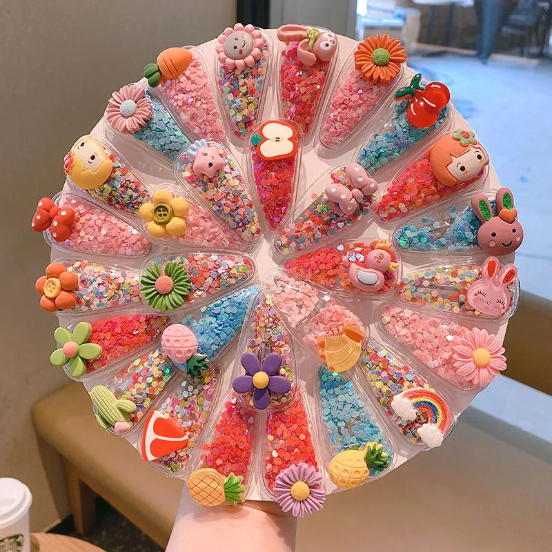 

5 Pcs Cute Flower Clip for Children Girl Baby Hairpin Broken Flower Handmade Fruit Hairpin Cute Side Clip Hair Accessories
