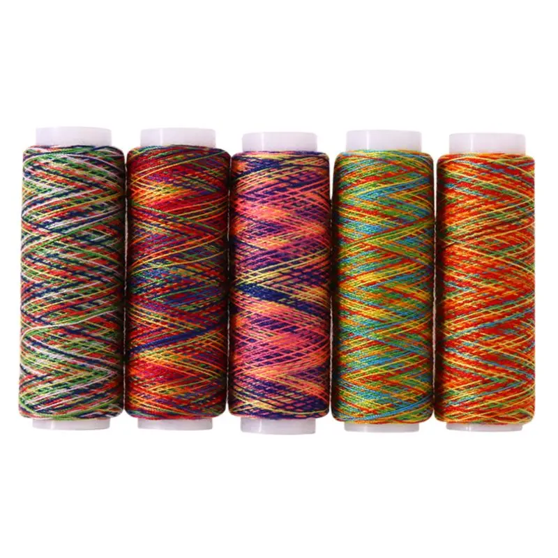 5 шт. градиентные разноцветные Полиэстеровые тонкие нитки для ручного шитья