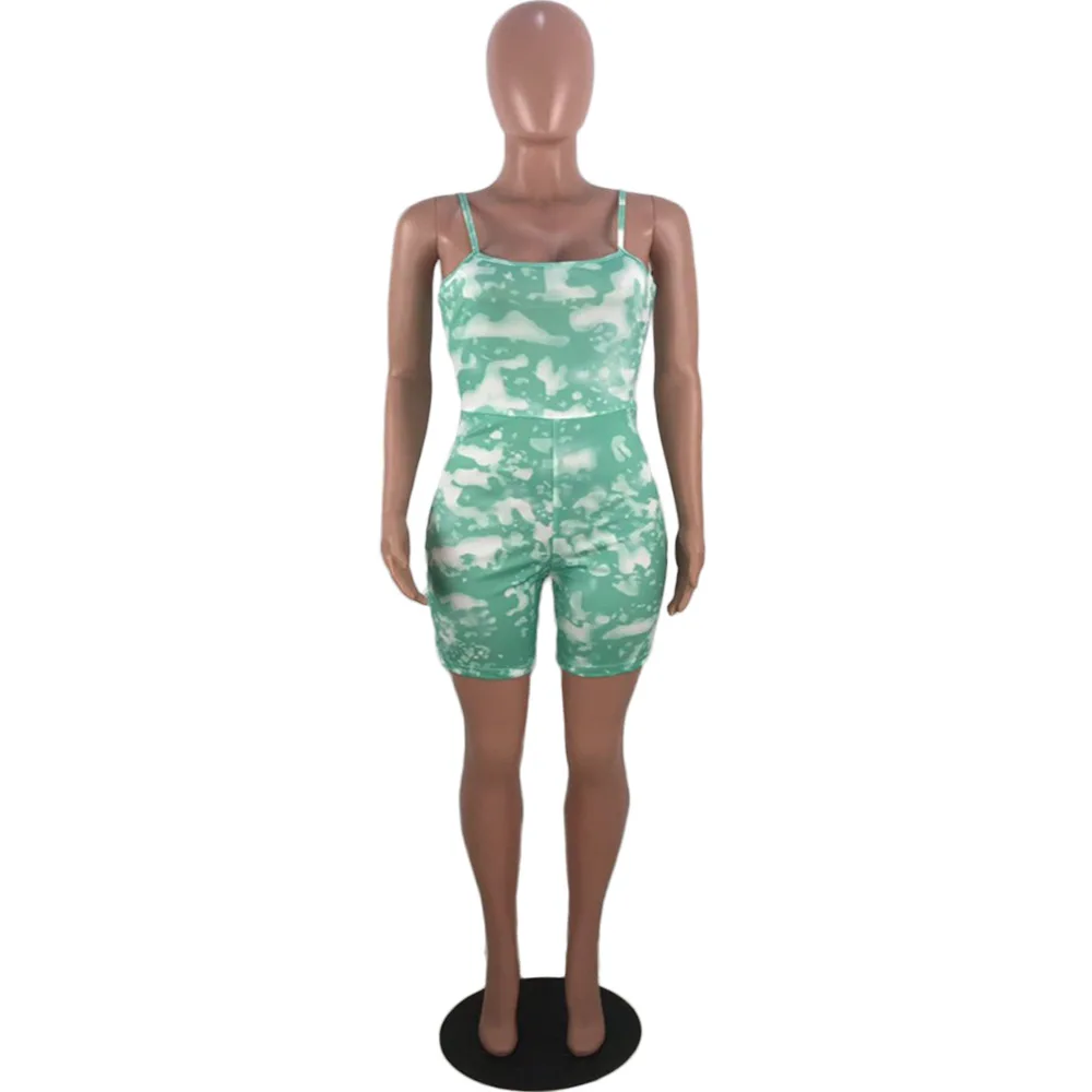Women sleeveless overalls sexy print romper women jumpsuit lady spaghetti strap short LLL6263 | Женская одежда