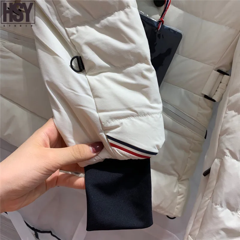 【HSY】 Осень Зима женский пуховик Белый Лисий меховой воротник 90% белый гусиный пух уличная Лыжная Талия пуховик черный/whi