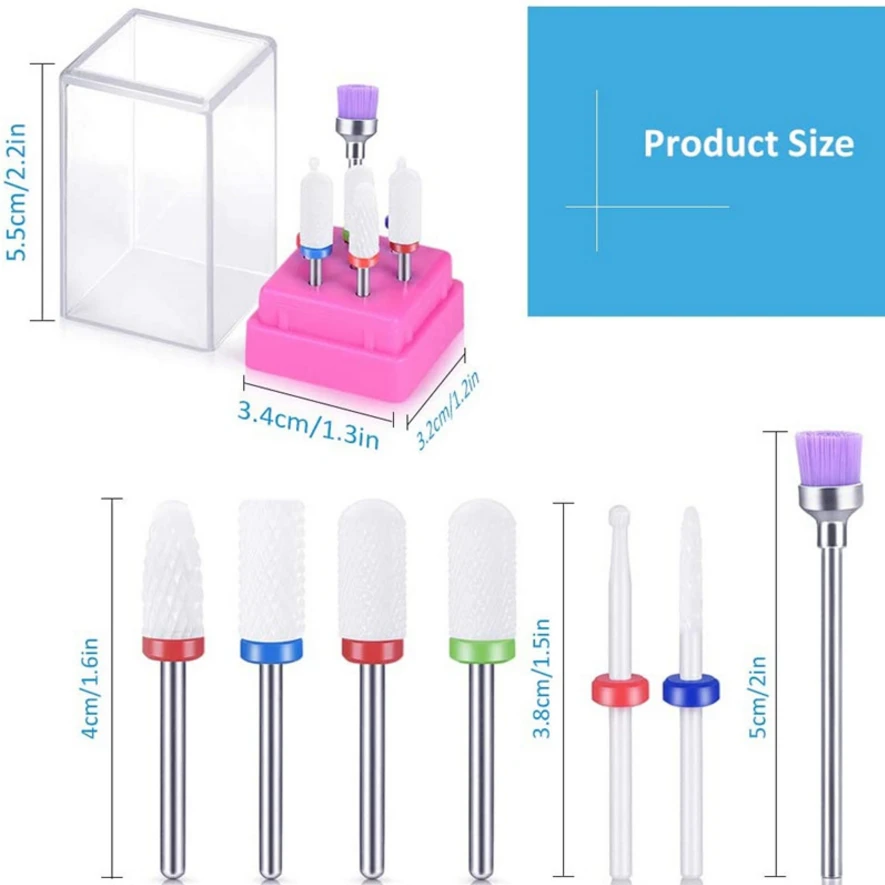 7 шт. керамический фреза для маникюра ногтей сверла электрической дрели