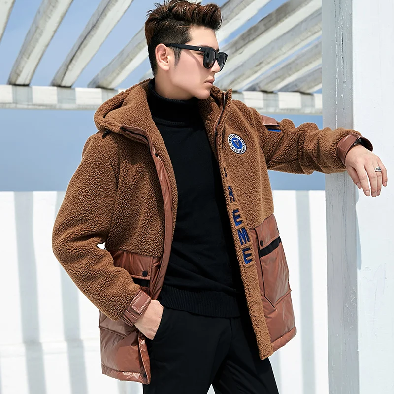 90% белый пуховик для мужчин Зимняя шерстяная пуховая куртка Толстая мужская