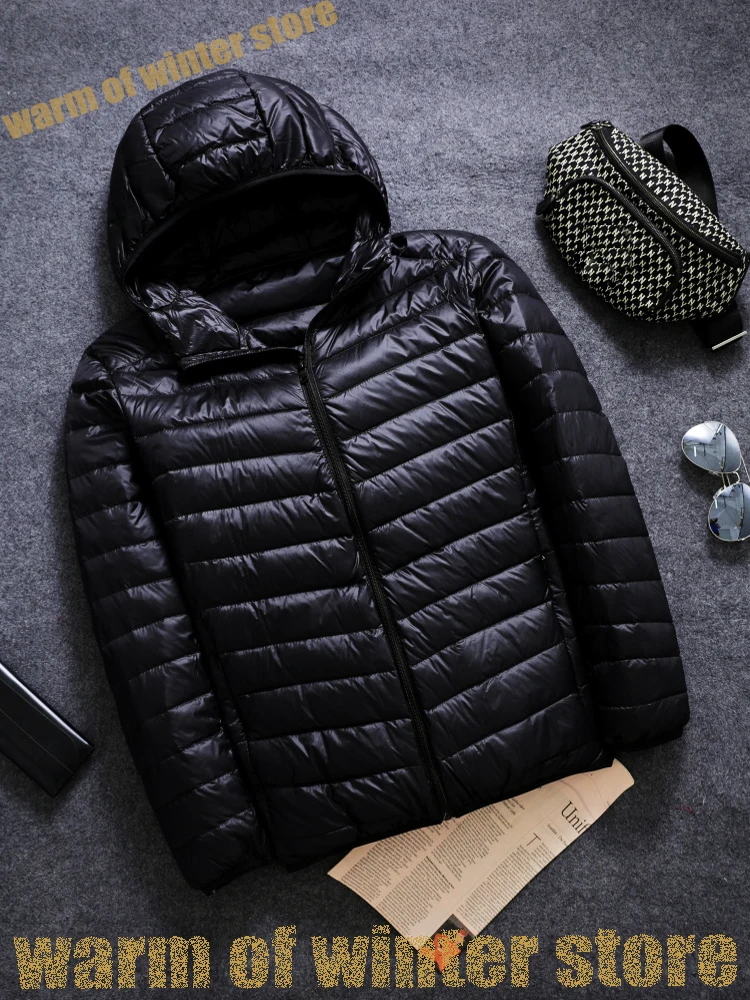 Super Lightweight and Easy to Carry Winter Warm Men's Hooded Down Jacket. Waterproof and Windproof Down Jacket