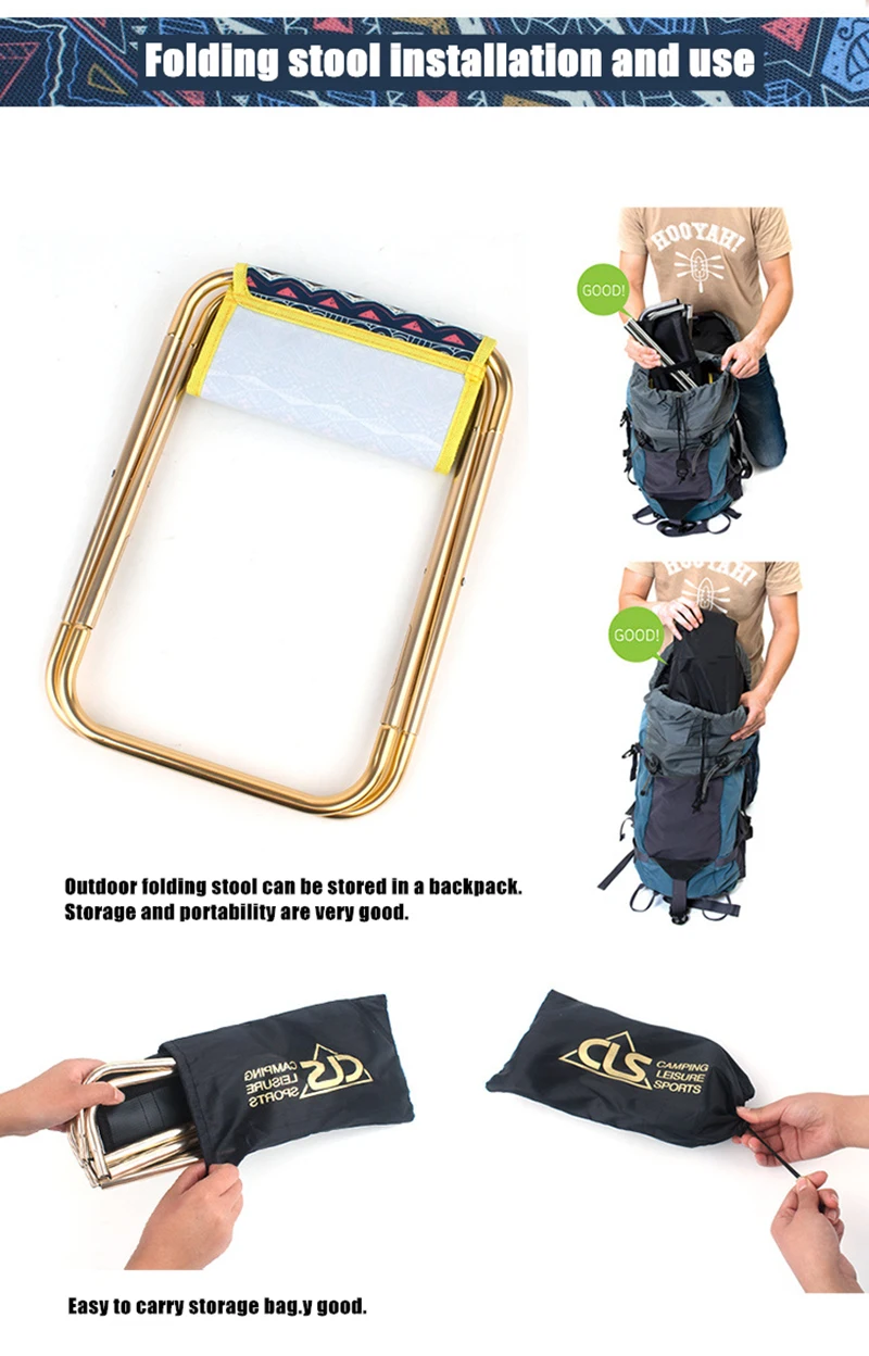 Легкий стул для рыбалки на открытом воздухе портативный складной пикника