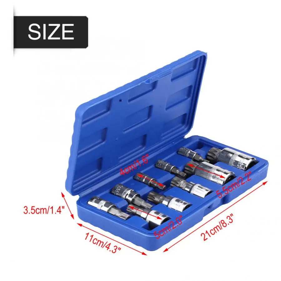 10 шт. Набор торцевых головок 12 точечный M4 M18 1/4 3/8 1/2 набор инструментов для