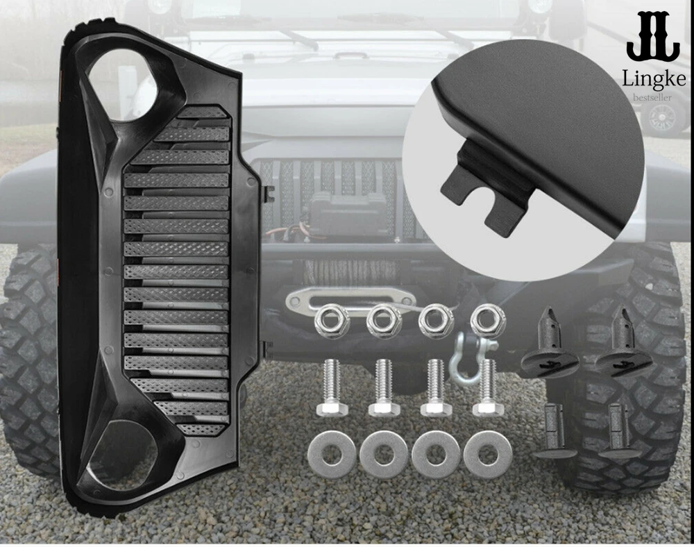 Решетка переднего бампера матовая Черная решетка Angry Bird для Jeep Wrangler TJ 1997