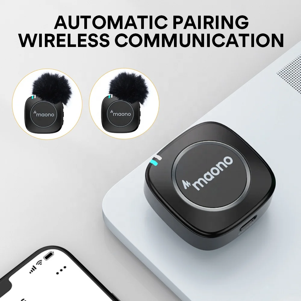 maono professional wireless microphone rechargeable dual 2 4ghz transmission technology for interview laptop mobile phone free global shipping