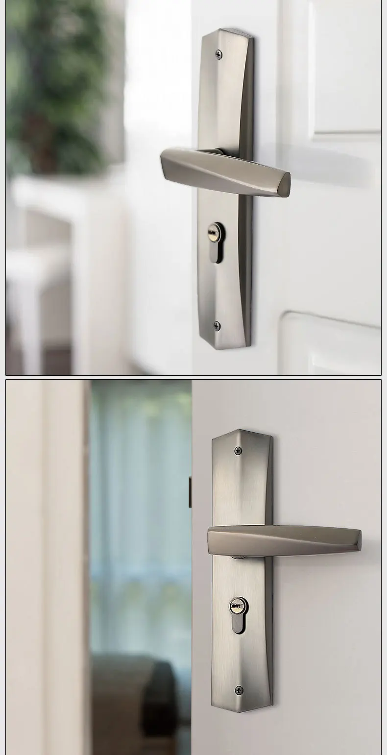 

European style bathroom interior lock modern minimalist zinc alloy solid wood door lock with mute handle lock