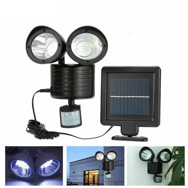 Черный 22 светодиода с двойной головкой датчик человеческого тела солнечный