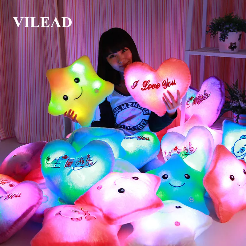 VILEAD светодиодный мигающий PP хлопок мягкая плюшевая игрушка Смайлик Подушка для сна декоративные подушки для дивана