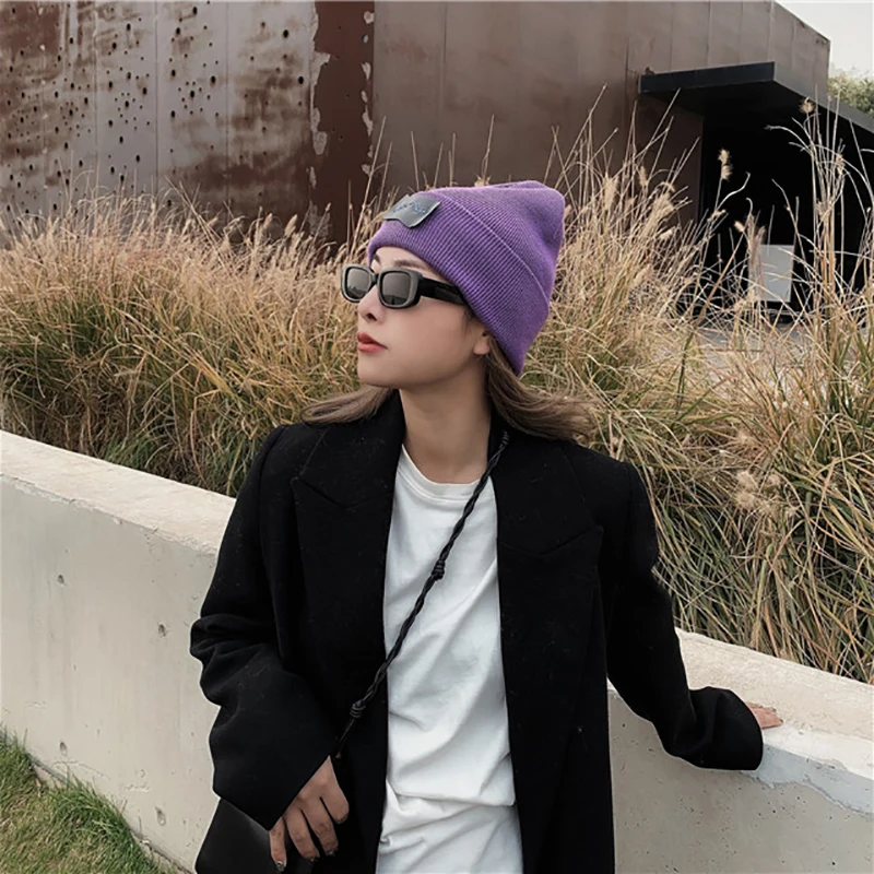 

Split Women Black Knitting Fishermen Hat New Round Dome Temperament Fashion Tide All-match Autumn Winter 2021 1DD1669