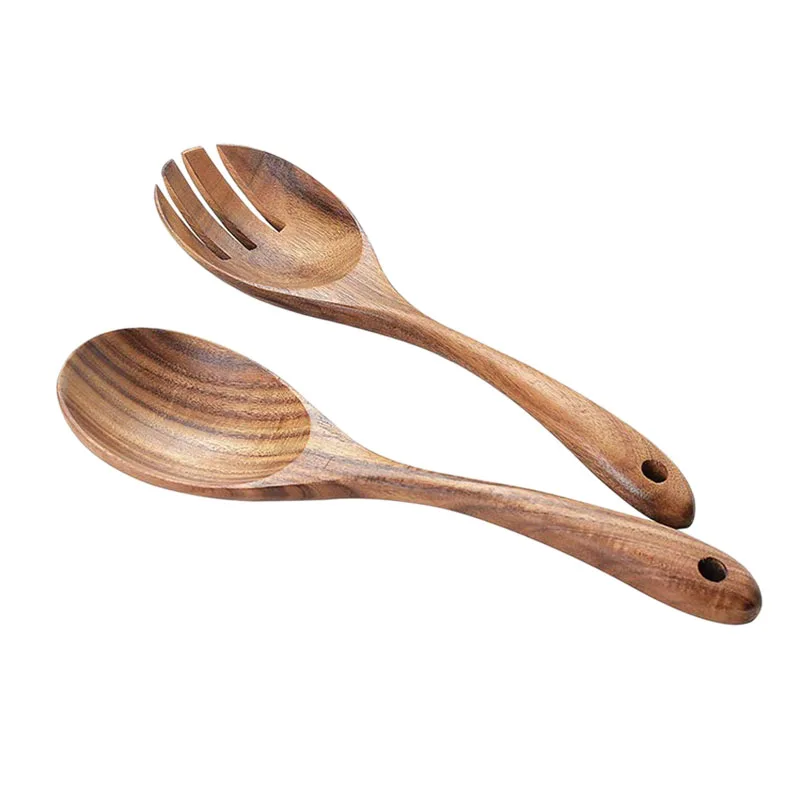 

Wood Acacia Salad Servers for Nonstick Cookware Kitchen Wooden Baking Salad Making Server,2 Pieces