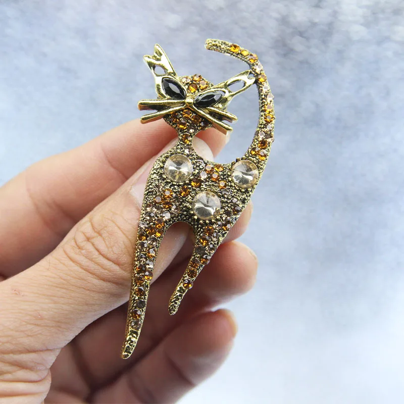 Новинка 2021 винтажная броши-кошки Rhinstone для женщин металлическая мульти-цветная