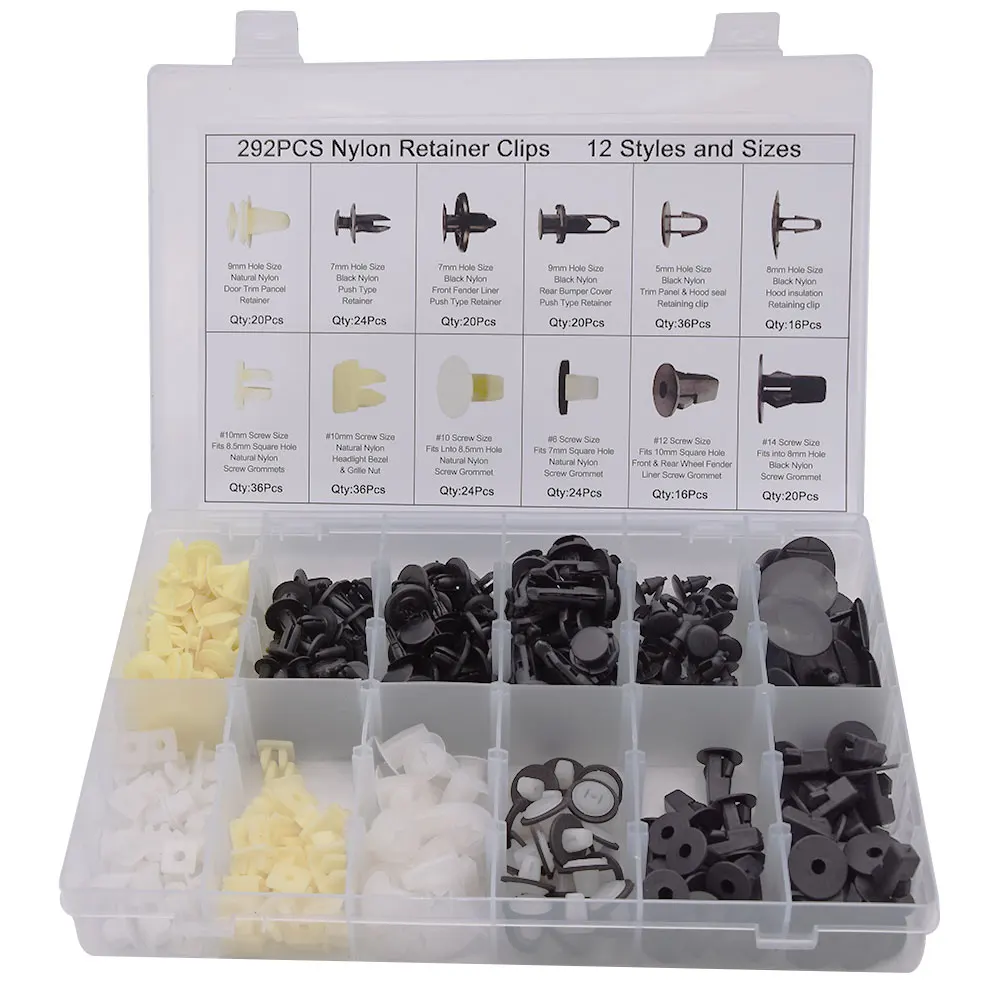292 шт. 12 размеров смешанный автомобильный брызговик бампер пластиковая заклепка