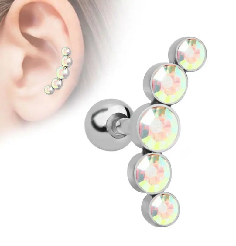 Серьги-гвоздики из стали для пирсинга Ювелирное Украшение со стразами в форме