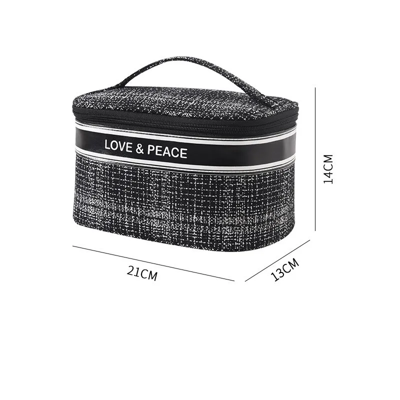 

PURDORED 1 Pc Vintage Women Cosmetic Bag Zipper Arge Make Up Organizer Box Female Beauty Case Travel Toiletry Makeup Organizer