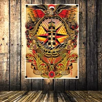 old retro tattoo hanging flag tapestry creative hd printing canvas art banner cloth painting bedroom studio home wall decoration