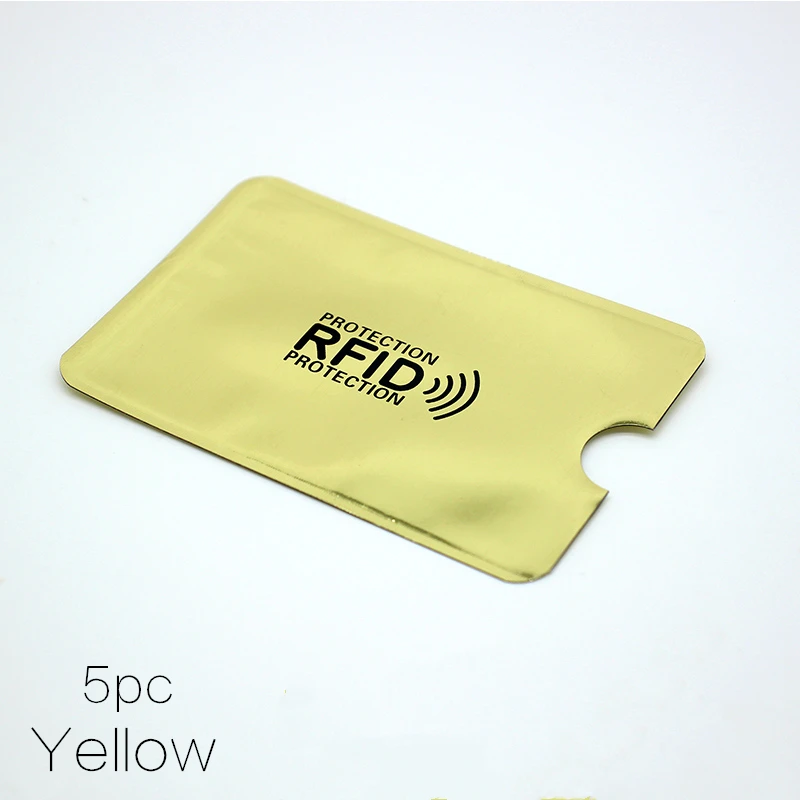 Цвет: желтый 5 шт. Анти Rfid Блокировка ридер замок держатель для карт Id банк чехол для карт Защита Алюминиевый металлический умный Противоугонный кредитный держатель для карт - Цвет: Цвет: желтый