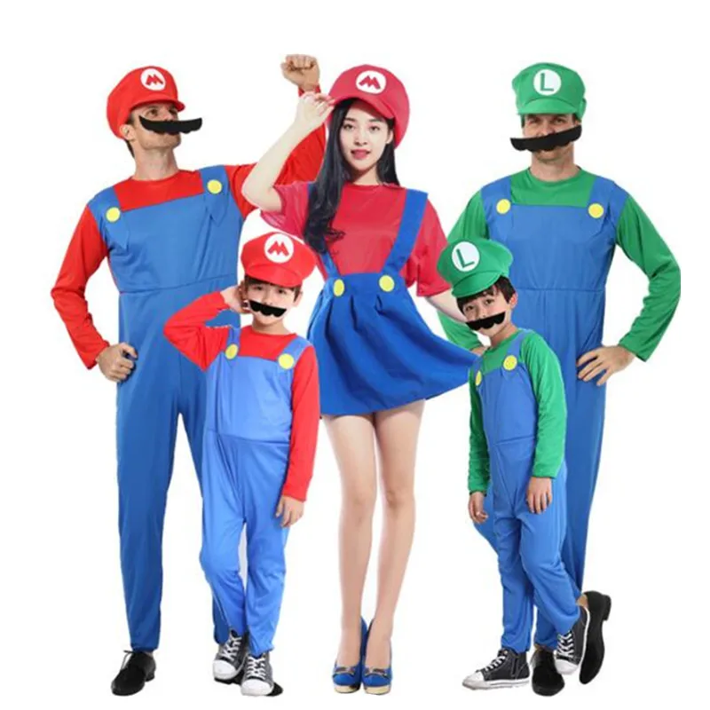 Костюмы на Хэллоуин Супер Мэри для взрослых и детей комплект костюмов косплея