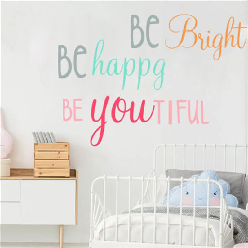 Be Bright Happy вдохновляющие цитаты стикер на стену для детской комнаты домашний Декор