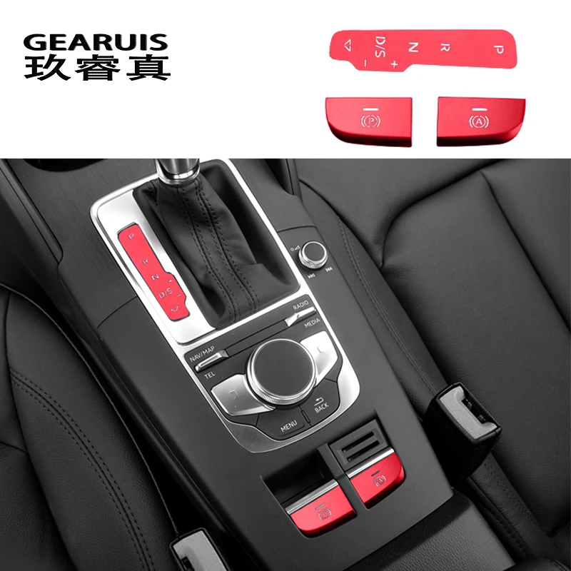 Car Styling Central Gear Handbrake A P Buttons Decorative panel Covers Stickers Trim For Audi A3 8V S3 Interior Auto Accessories