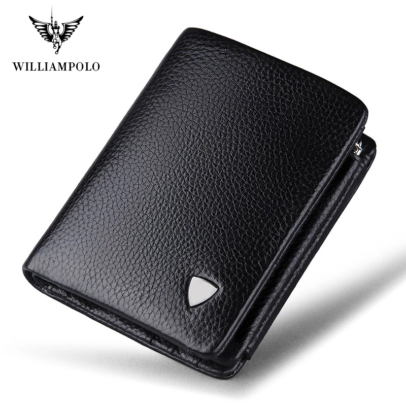 Wallet With Coin Pocket Genuine Leather Mens Wallet 3 Fold Card Holders Short Wallet Smal Pouch With Gift Box Pl138