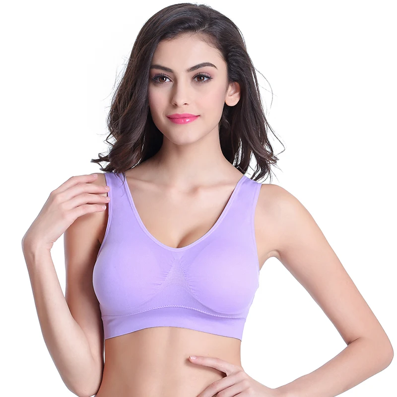 Ecmln дропшиппинг, M-XXL, XXXL, 4XL, 5XL, большой размер, спортивный бюстгальтер, черный, белый, дышащий, без косточек, для сна, на каждый день, бюстгальтер для йоги, женский топ с подкладкой - Цвет: Лаванда