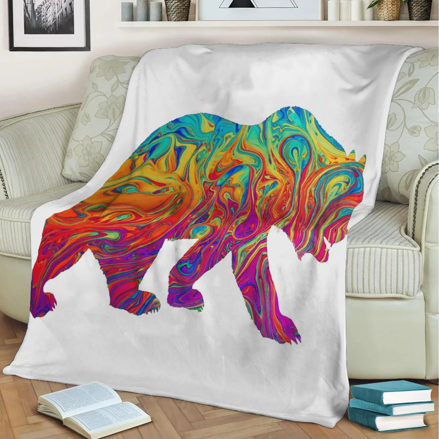 

Bear Flannel Throw Blanket 3D Printed Keep Warm Sofa Child Blanket Home Decor Textiles Dream Family Gift