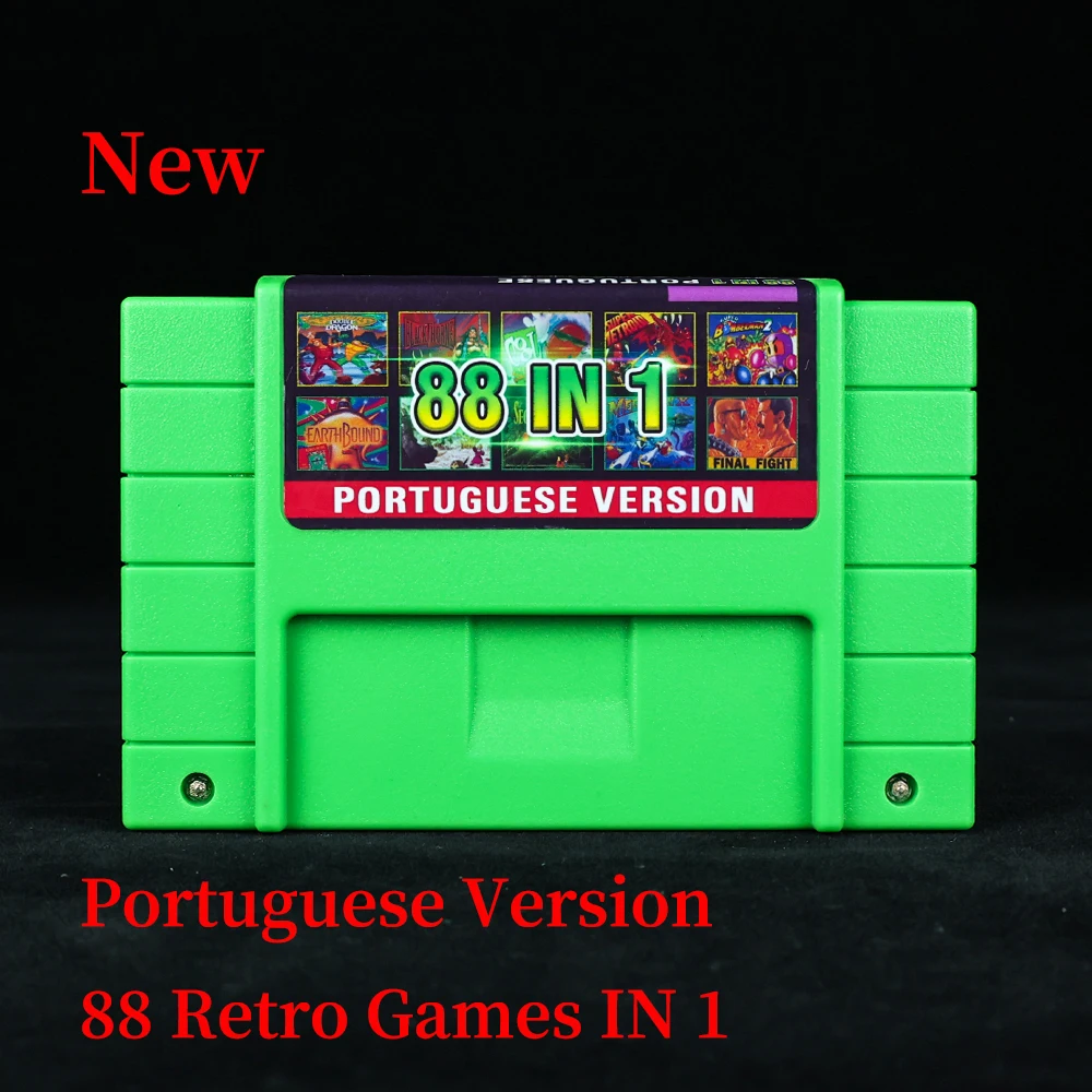 Супер 88 в 1 португальский игровой Картридж для 16-битной консоли SNES США версия NTSC