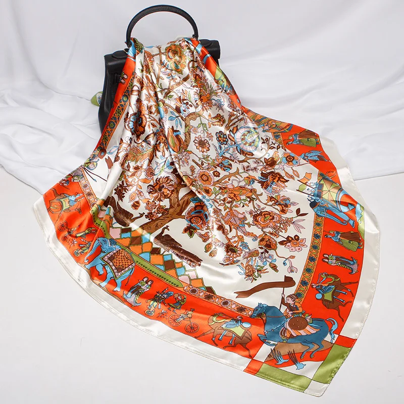 Шарф Шелковый женский квадратный 90*90 см мусульманский головной платок |