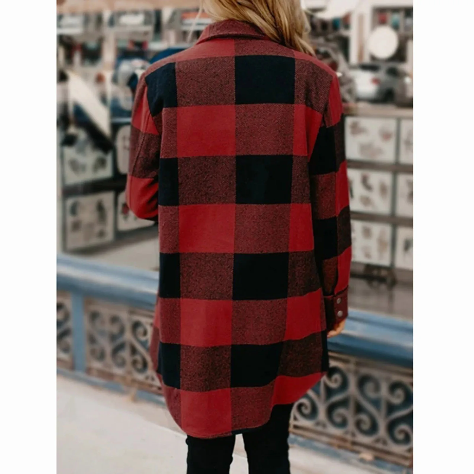 Осенняя клетчатая куртка Женская винтажная уличная одежда в клетку свободные