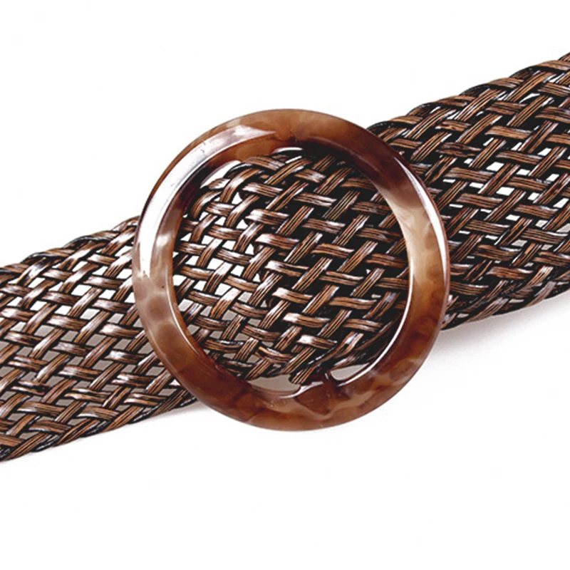 BerryGo богемский широкий женский ремень с квадратной пряжкой Леопардовый плетеный