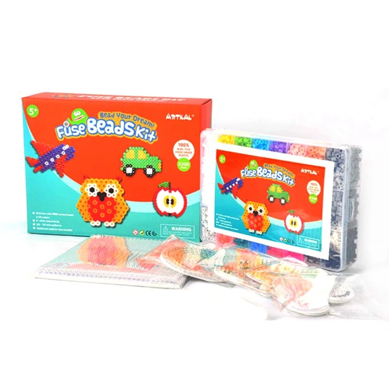 

5mm Perler Beads Children Toys with Template Sheets + Plastic Tweezer Set Creative DIY Craft Puzzle